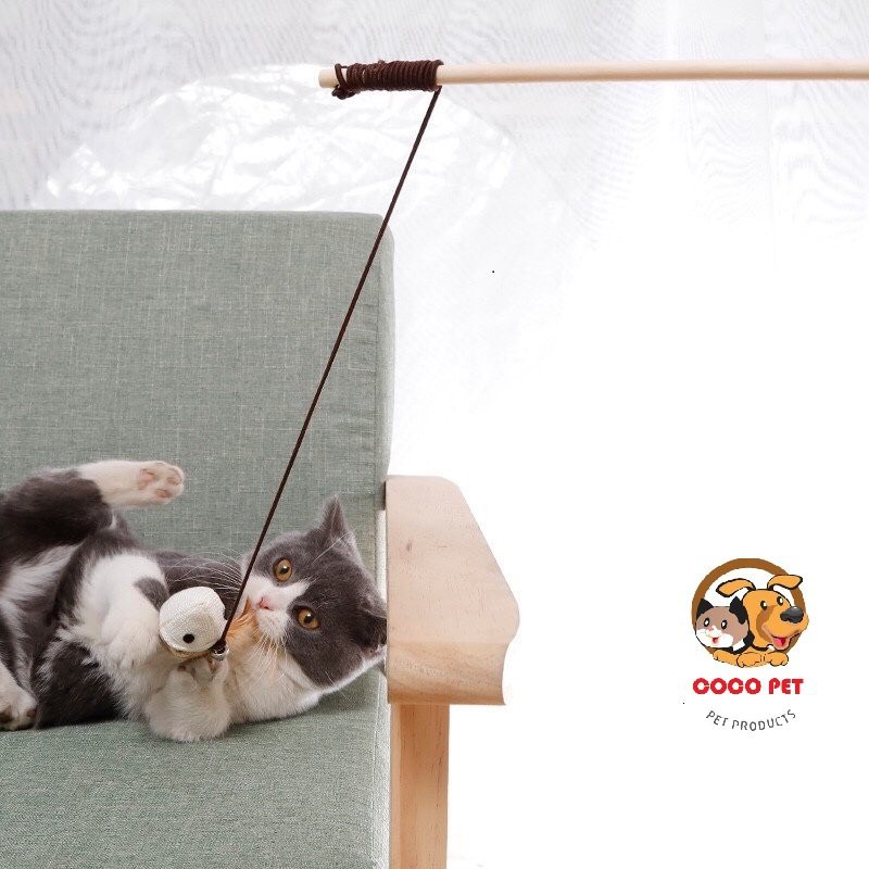 Đồ Chơi Cần Câu Mèo Cán Gỗ Hình Chuột
