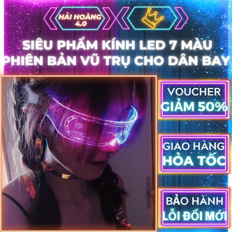 Kính Đèn LED Phát Sáng, Kính 7 Màu 3D Quay Tik Tok Cao Cấp Cực Ngầu, Đổi Màu RGB Dùng Cho Phòng Bay, Bar, Lễ Hội