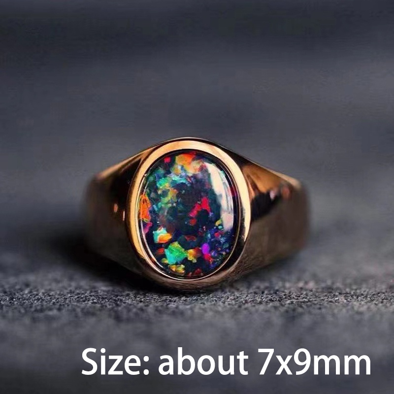 Bộ Trang Sức Vòng cổ Nhẫn Mặt Đá Opal Tự Nhiên