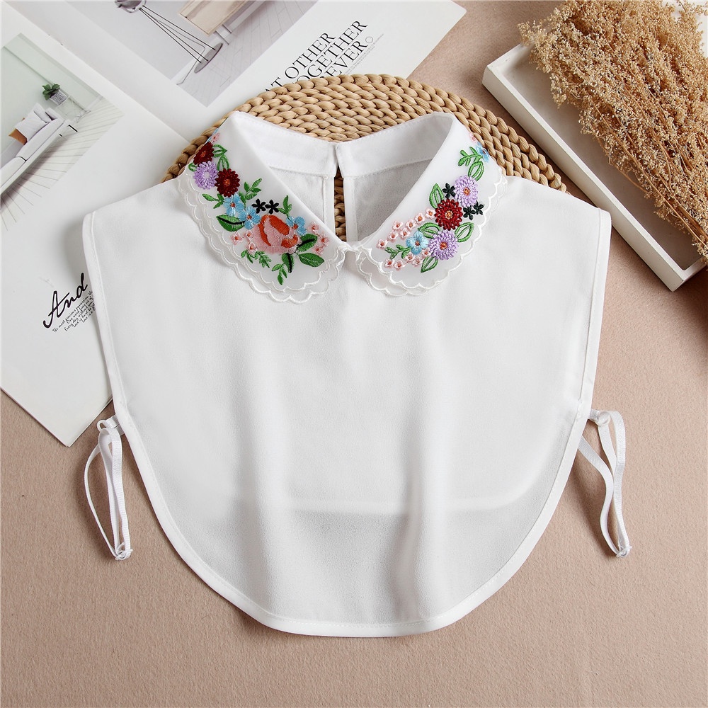 Cổ áo sơ mi tháo rời đính đá ren 2 tầng phối cùng áo không cổ, phù hợp công sở, thời trang thu đông - Mã CD46