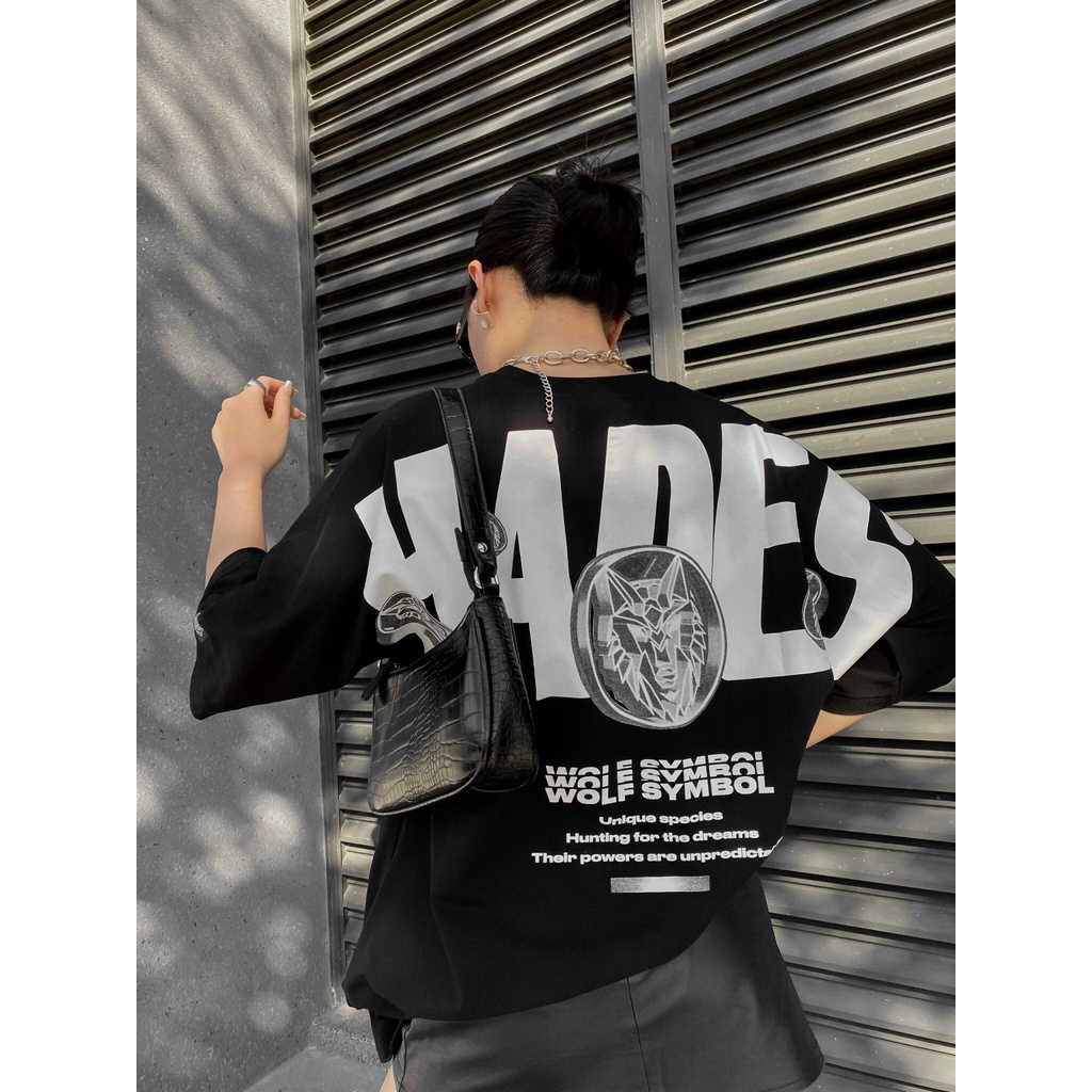 Áo thun tay lỡ unisex HADES WOLF SYMBOL 100% Cotton Local Brand Chính Hãng