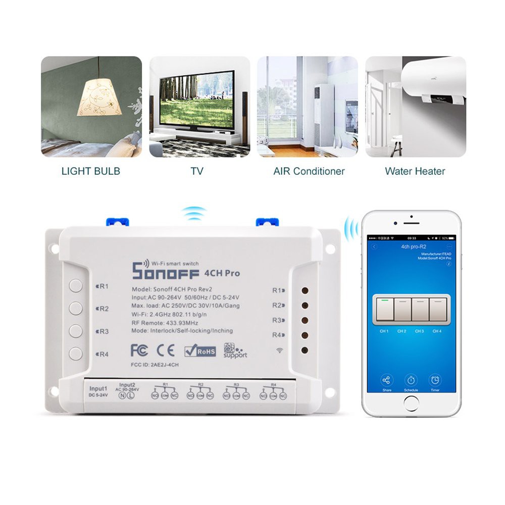 Công Tắc Wifi Điều Khiển 4 Thiết Bị Sonoff 4CH Pro R2