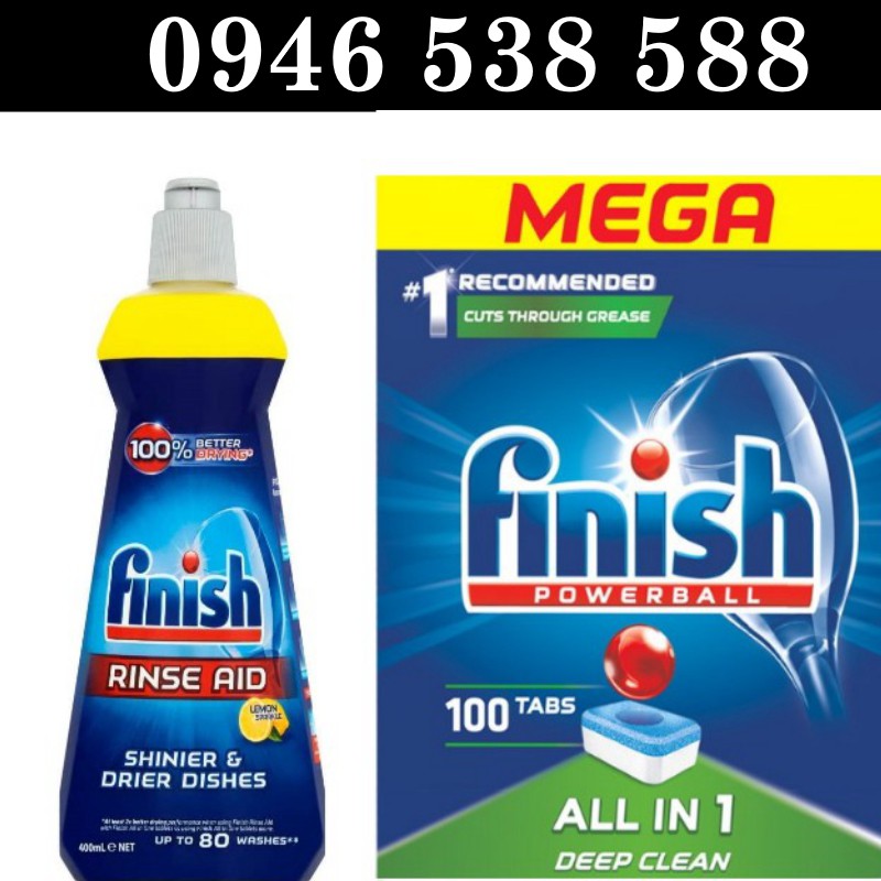 Combo Viên rửa bát Finish all in one 120 tabs + Muối rửa bát finish 1.2kg nhập khẩu Ba Lan Finish.edu.vn