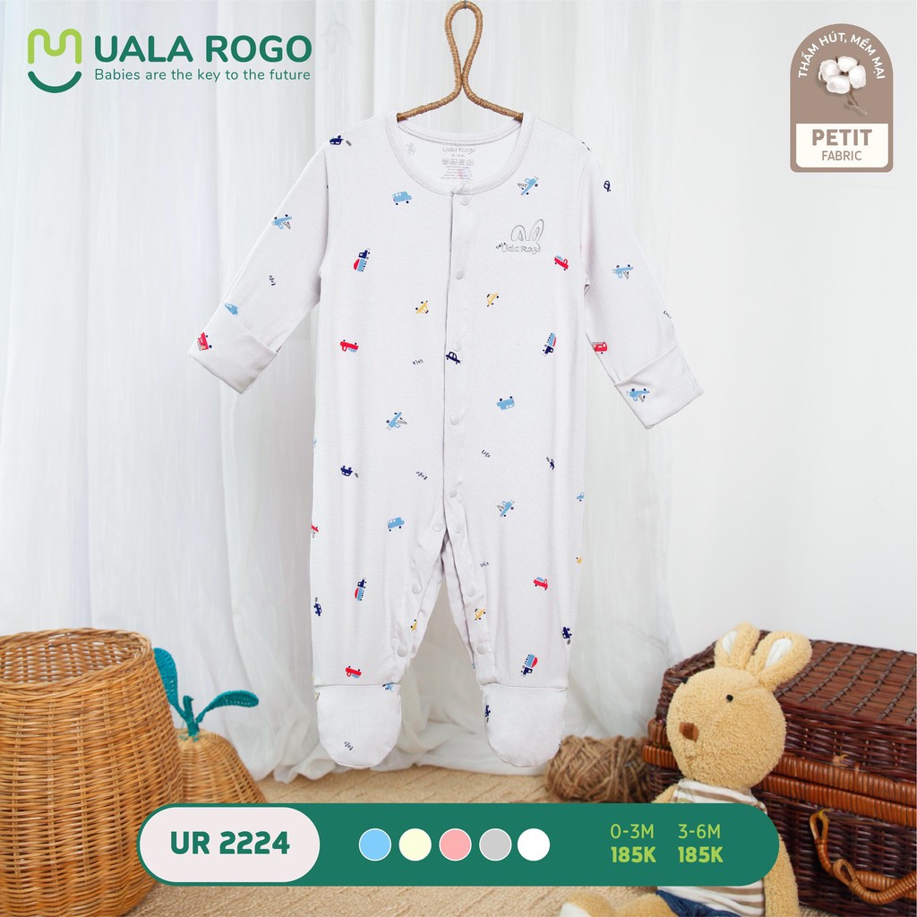 UR2224 Body dài tay cài giữa liền tất Uala Rogo chất petit