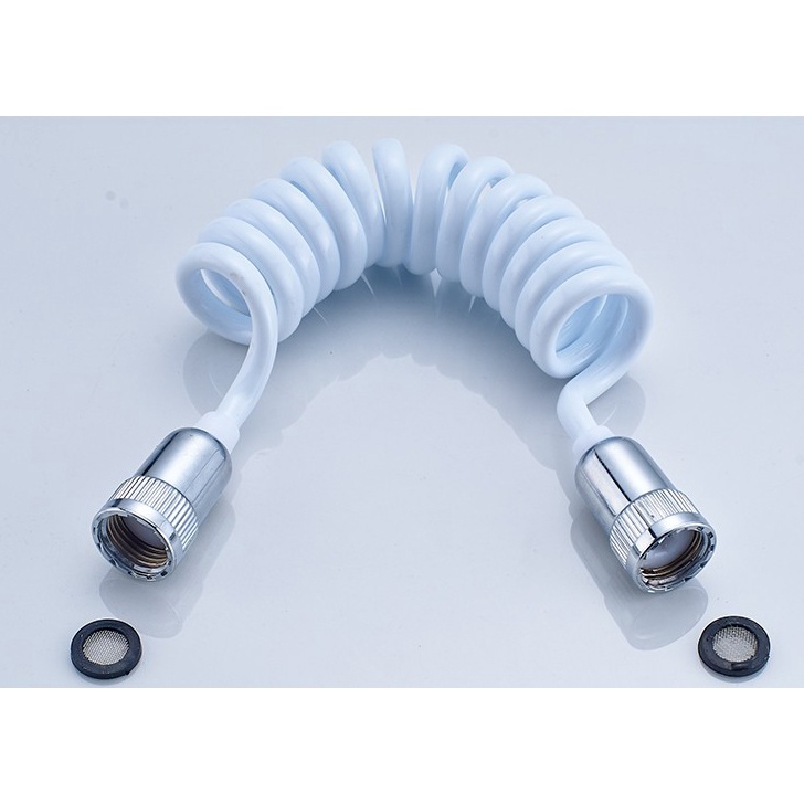 Dây vòi xịt chiều dài 150cm nối vòi sen vòi vệ sinh vòi cấp nước uốn xoắn lò xo co dãn chất liệu nhựa pu - 8677