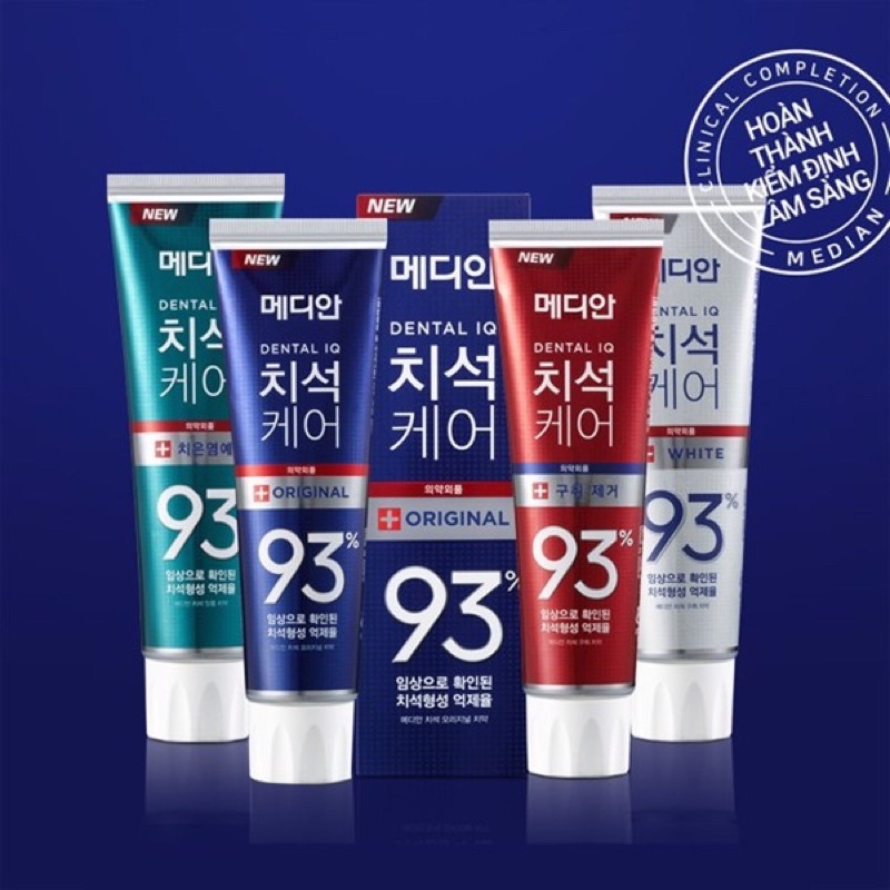 Kem Đánh Răng Giúp Trắng Răng, Giảm Ố, Loại Bỏ Mùi Hôi Median Dental IQ 93% Toothpaste 120g