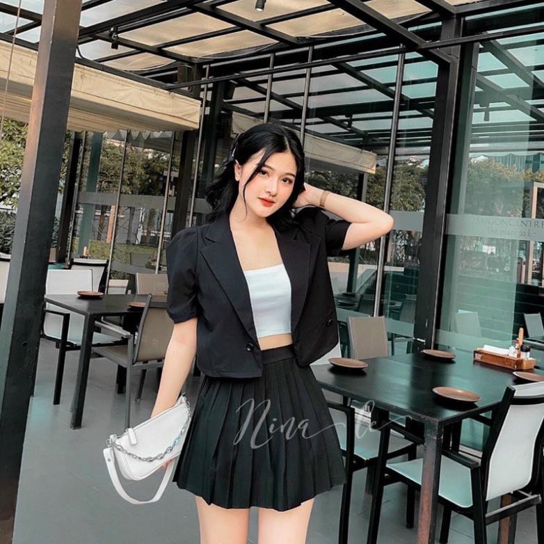 [ẢNH THẬT + VIDEO] set đồ nữ 3 món áo vest phối chân váy xòe kèm áo 2 dây phong cách tiểu thư dễ thương | BigBuy360 - bigbuy360.vn