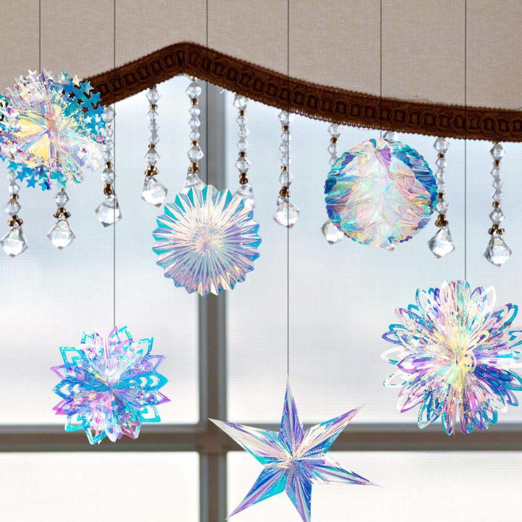 Lloyd Quả Cầu Tuyết Màu Neon Màng Holographic Kèm Dây Treo Sáng Tạo Trang Trí Giáng Sinh
