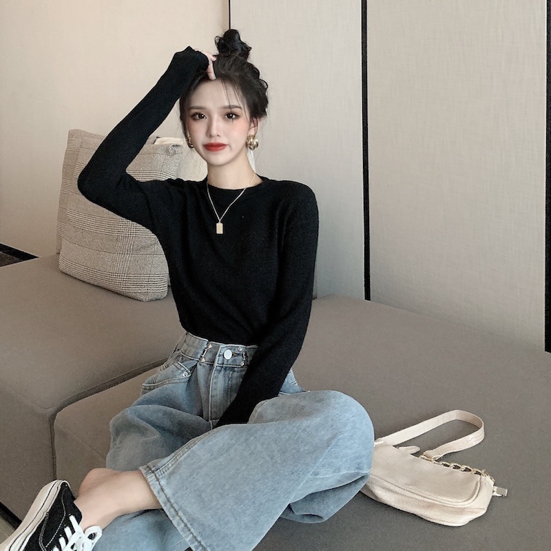 Áo thun NZN tay dài cổ tròn thiết kế đơn giản dễ phối đồ độc đáo cho nữ