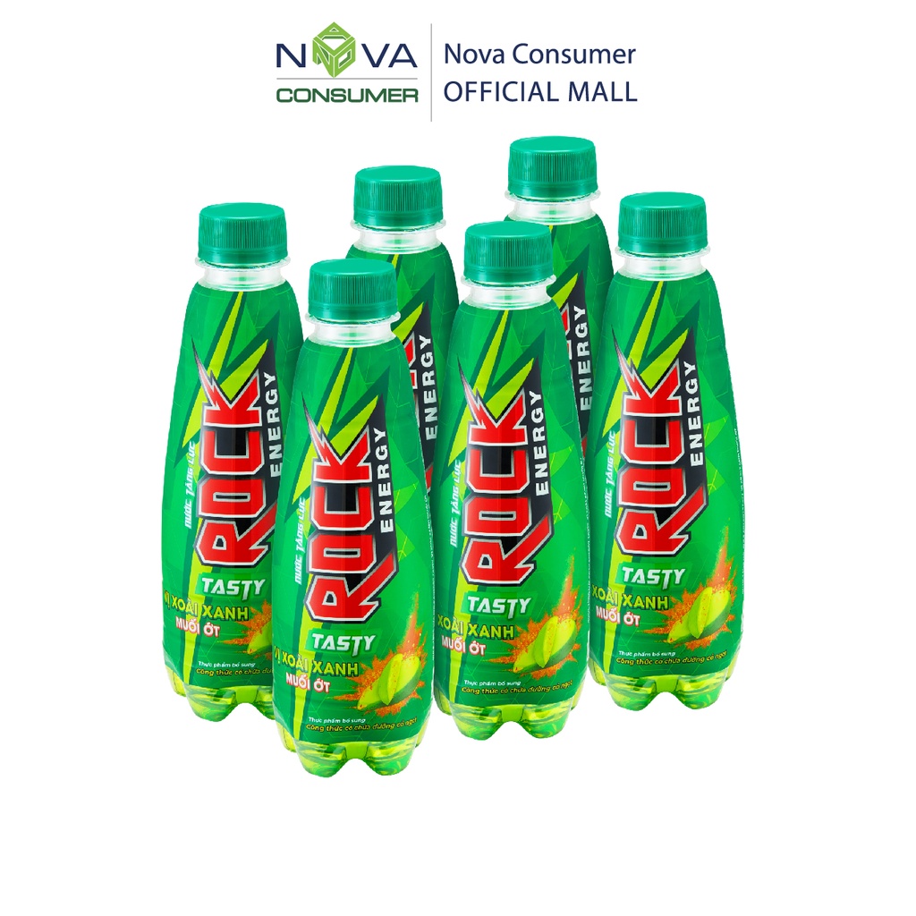 [Combo 6 chai] Nước tăng lực Rock Energy Tasty vị xoài xanh muối ớt (300ml x 6 chai)