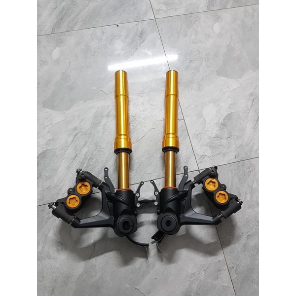 Chân phuộc gắn heo pkl 108 4pis 4pit  gắn 2 đĩa .r15 v3 tfx mt15 cb190 cbr250rr r3 2020 phuộc usd ex150