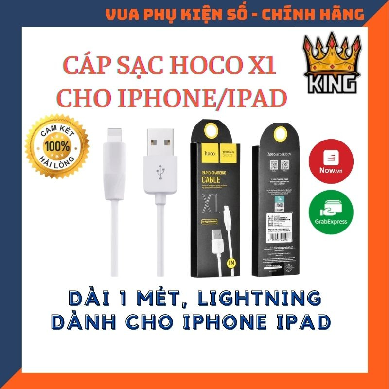 Cáp sạc Lightning iPhone iPad Hoco X1 ✓ Dài 1M ✓ cho 6 6S 7 8 Plus X XS XS MAX 11 PRO MAX