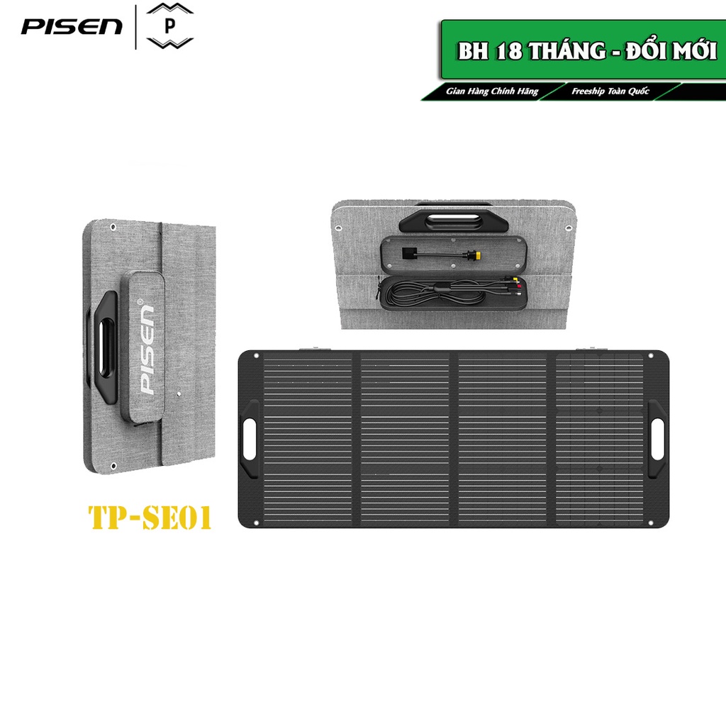 Tấm pin năng lượng mặt trời PISEN TP-SE01 19V,100W (TP-SE01),nhỏ gọn,di động-Hàng chính hãng,bảo hành 18 tháng