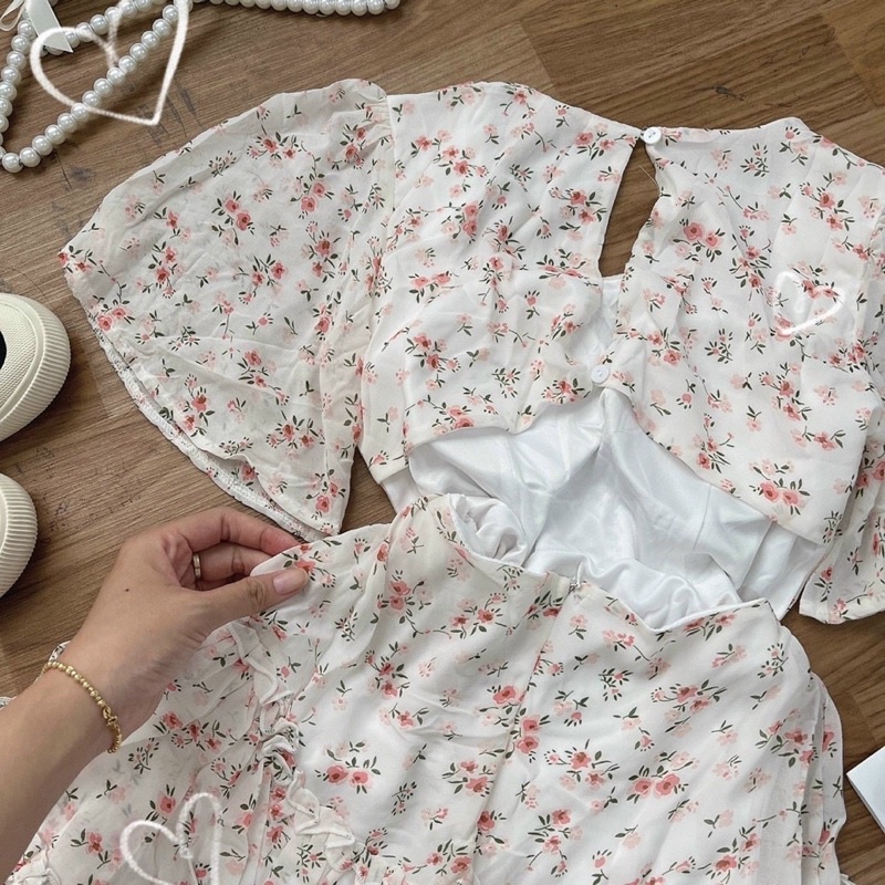 ĐẦM HOA CUT OUT LƯNG