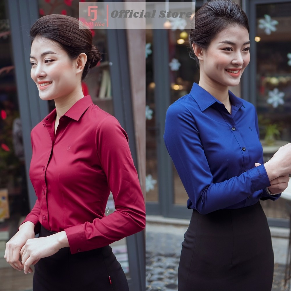 Áo sơ mi nữ Thái Hòa công sở dài tay, sơ mi nữ nhiều màu chất vải sợi tre cao cấp 8919 | BigBuy360 - bigbuy360.vn