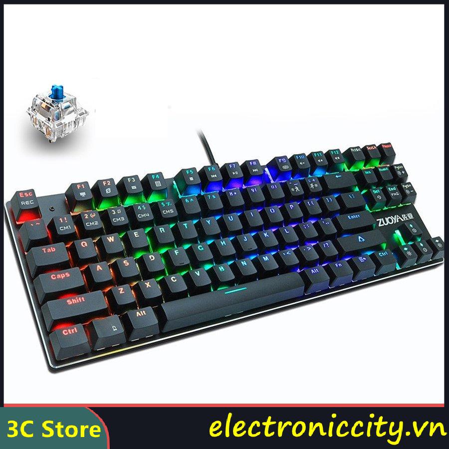 Bàn phím cơ Gaming ELE-3C} ZY87 đèn LED 87 phím