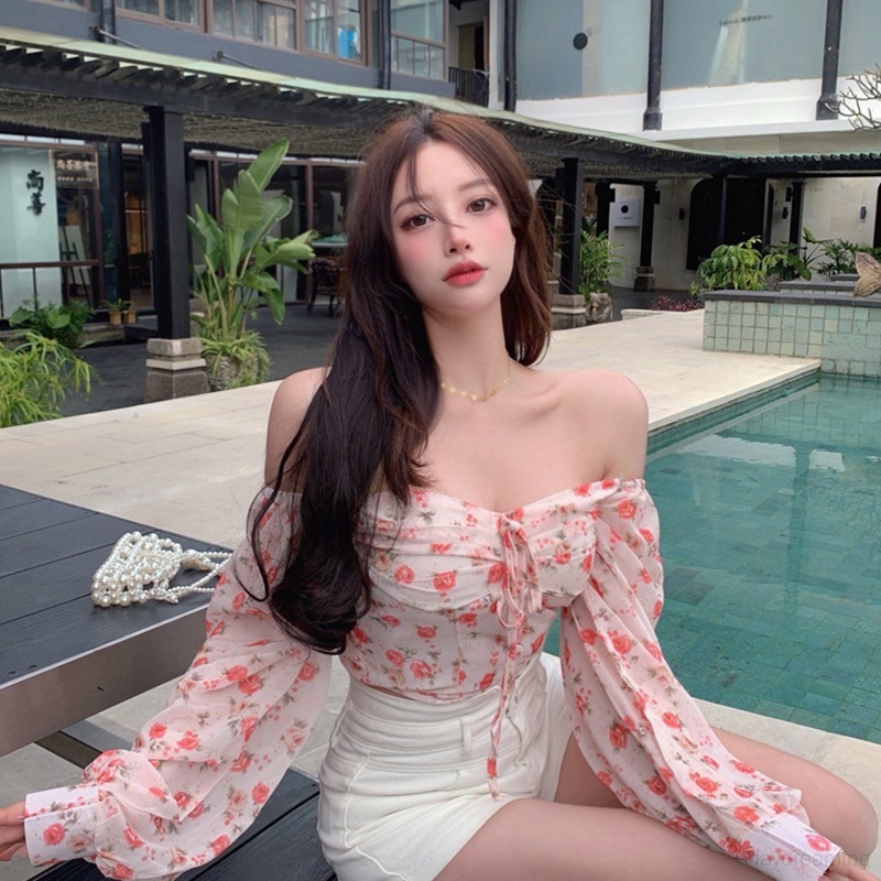 Áo Croptop Trễ Vai Phong Cách Hàn Quốc Quyến Rũ Cho Nữ