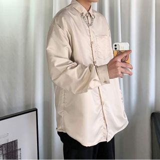 Áo Sơ Mi Unisex Basic Kèm Khoen Màu Be