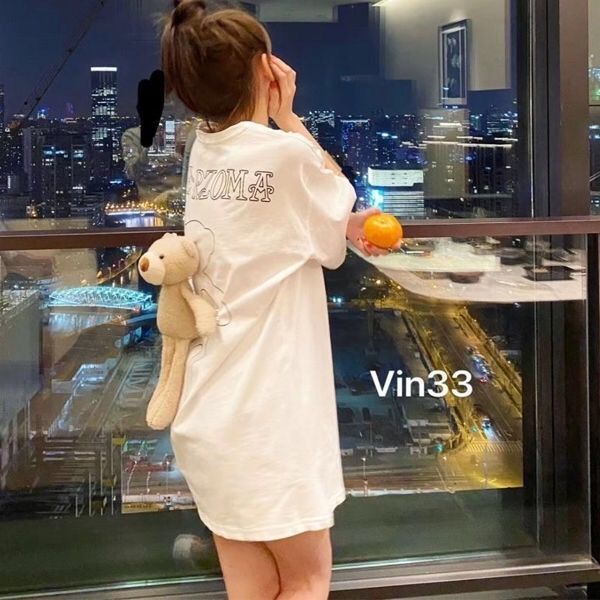 Áo Thun Nữ Tay Ngắn Dáng Rộng In Hình Gấu Sau Lưng Phong Cách Mùa Hè 2022 Dễ Phối Đồ