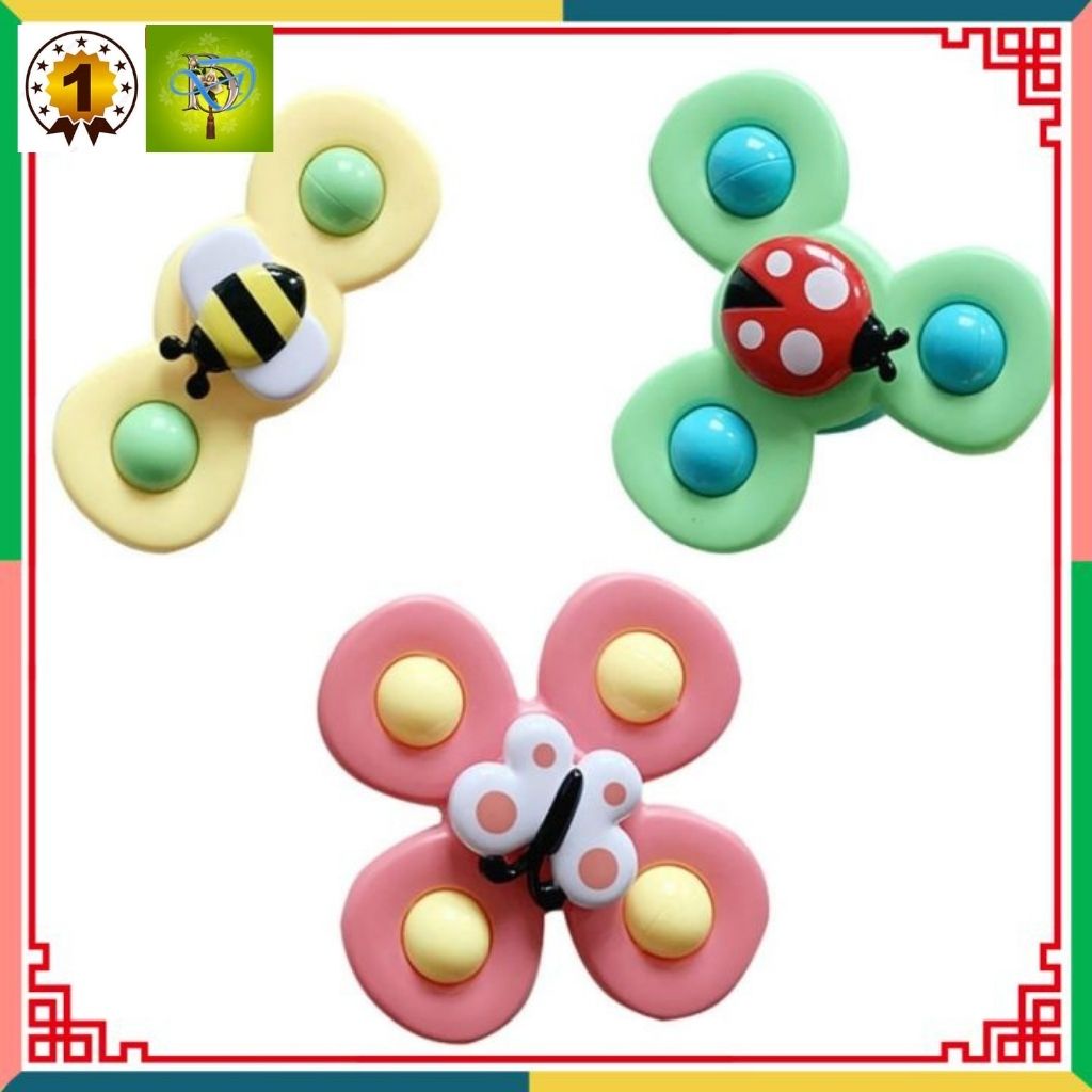 Sét 3 Con quay đồ chơi Fidget Spinner thiết kế hình động vật hoạt hình có giác hút đọc đáo dành cho các bé