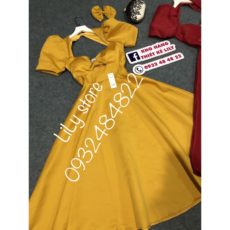 ẢNH VÀ VIDEO thật 1000% ĐẦM XOÈ TAY PHỒNG KHOÉT NGỰC _KÈM NƠ CÁI TÓC