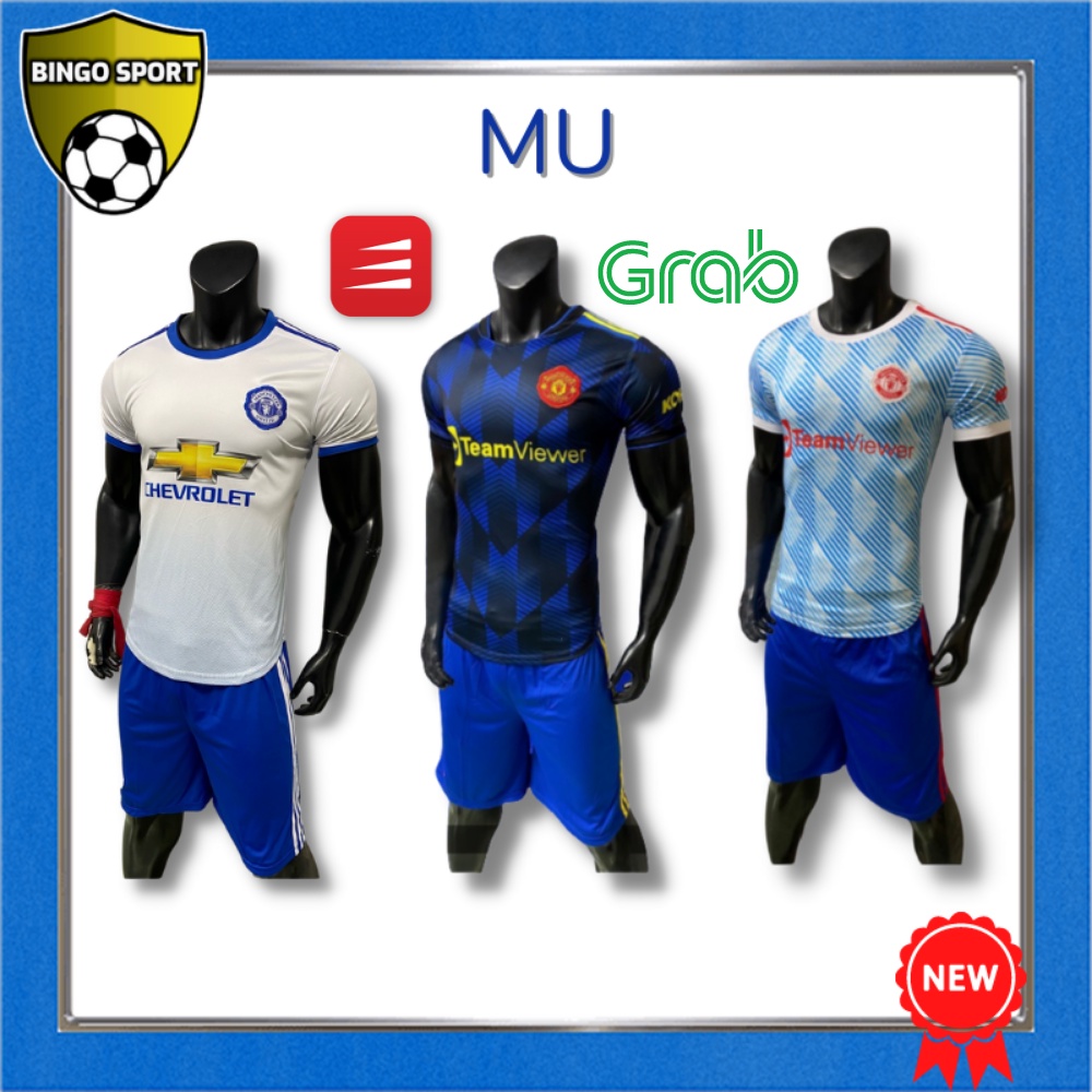 Quần Áo Bóng Đá Thun Lạnh 4 Chiều Logo Thêu Nổi Cao Cấp CLB MU 2021 Mẫu Mới BINGO SPORT