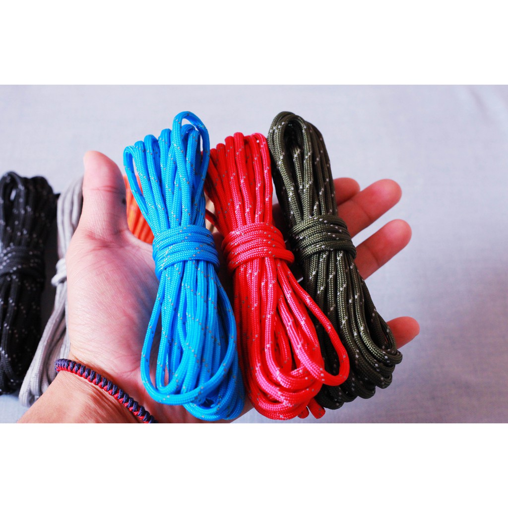 dây dù đan vòng tay sinh tồn paracord 9 lõi 4mm phản quang 5m