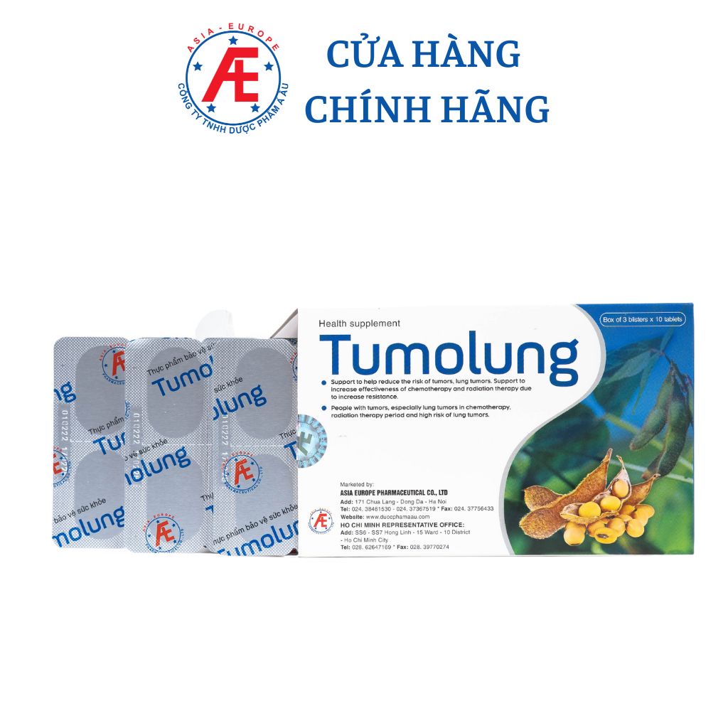 Tumolung hỗ trợ cho người bị các khối u phổi, từ thảo dược hộp 30 viên từ Dược phẩm Á Âu