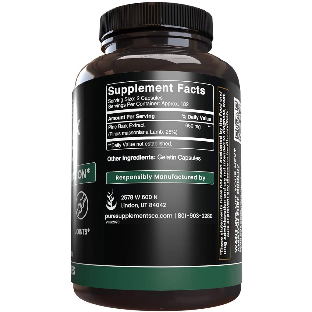 Pycnogenol 650mg 365 Viên - Chiết Xuất Thông Đỏ - Tăng Liên Kết Collagen Elastin - Chống Lão Hóa Toàn Diện - Pine Bark