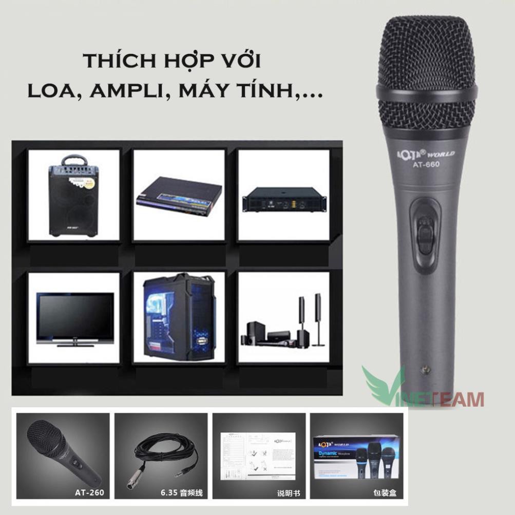 Freeship 50k Micro Có Dây Hát Karaoke Chuyên Nghiệp  AT-989 /Aqta AT-660 ✔Lọc âm tốt, Chống hú - Có dây