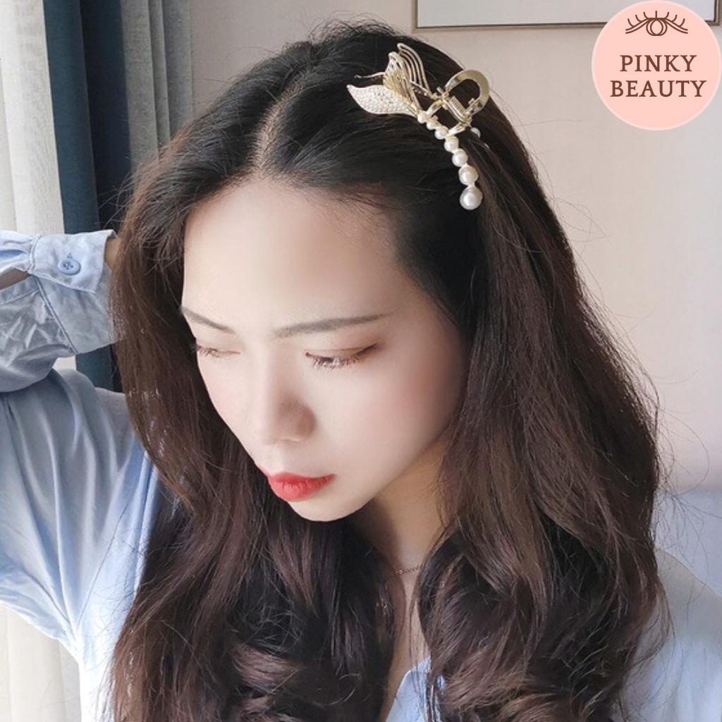 Kẹp Tóc Đuôi Cá Đính Ngọc Trai Nhân Tạo Cài Tóc Sang Chảnh Phong Cách Tiểu Thư Hàn Quốc - Pinky Beauty