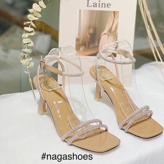 Giày sandal đính đá gót nhọn 7p( loại đẹp) Mã H33