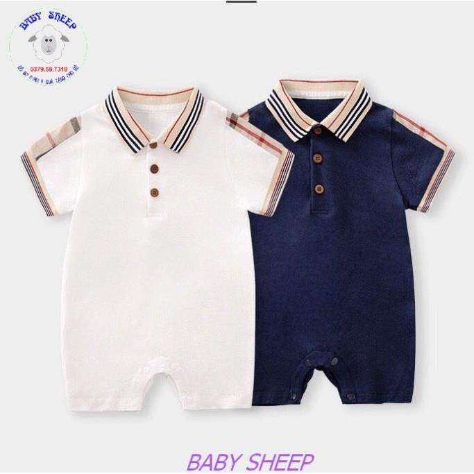 Body Polo trắng công tử bé trai cộc tay cao cấp BBR cho bé