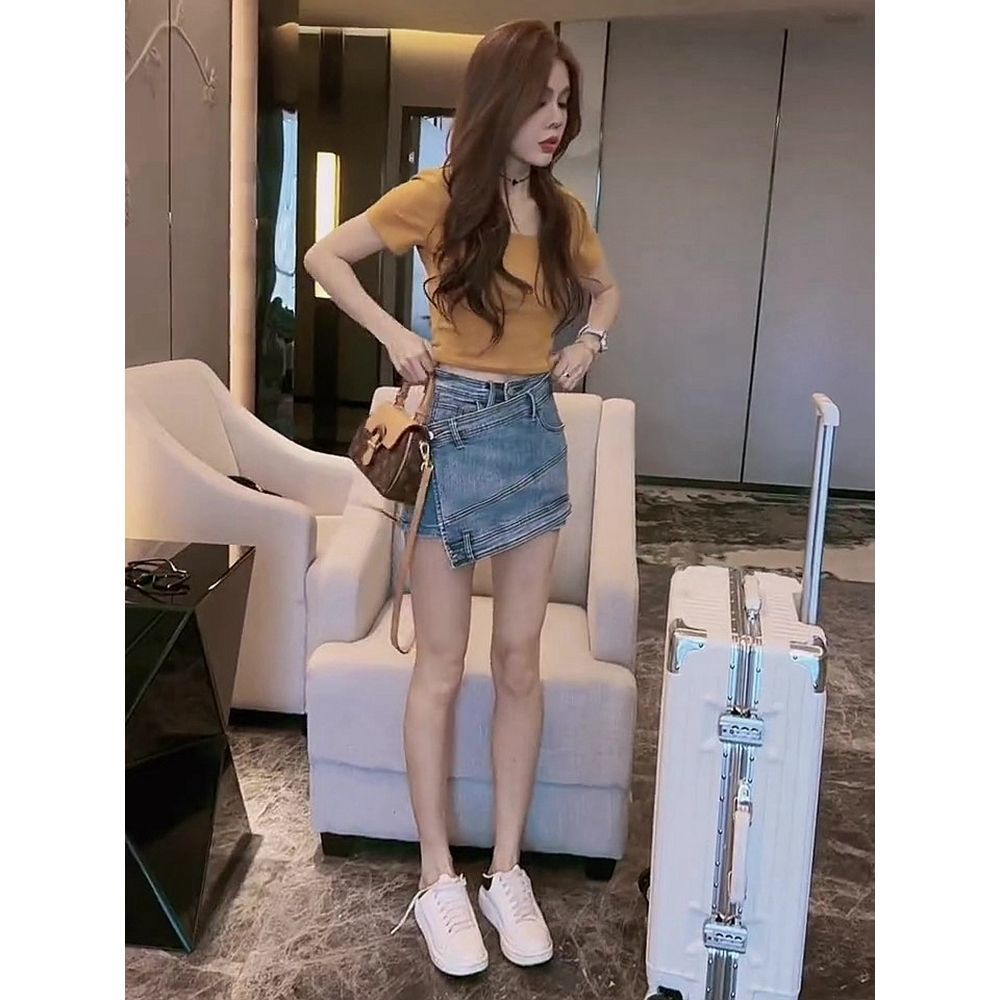 Jiashucheng Chân Váy Jeans Chữ A Thời Trang Dành Cho Nữ