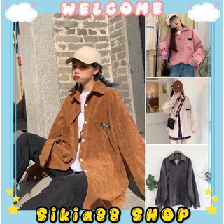 Áo Khoác Nhung Tăm Nữ, Sơ Mi Dáng Rộng Ulzzang Sikia Shop