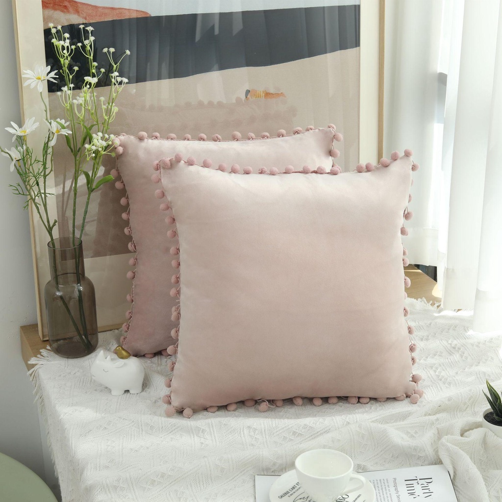 Daphs Vỏ Gối Màu Trơn Đính Bóng Lông Mềm Mại Trang Trí Phòng Khách / Giường Ngủ