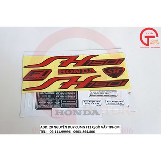 BỘ TEM GỒM CHỮ SH MÀU ĐỎ VÀ THÔNG SỐ BẮNG DECAL DÁN XE SH Ý 2008
