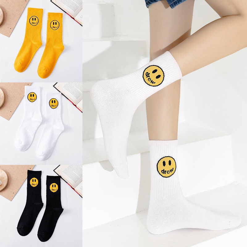Vớ cotton nguyên chất in hình mặt cười hoạt hình dễ thương vui nhộn phong cách Harajuku cho nữ YR
