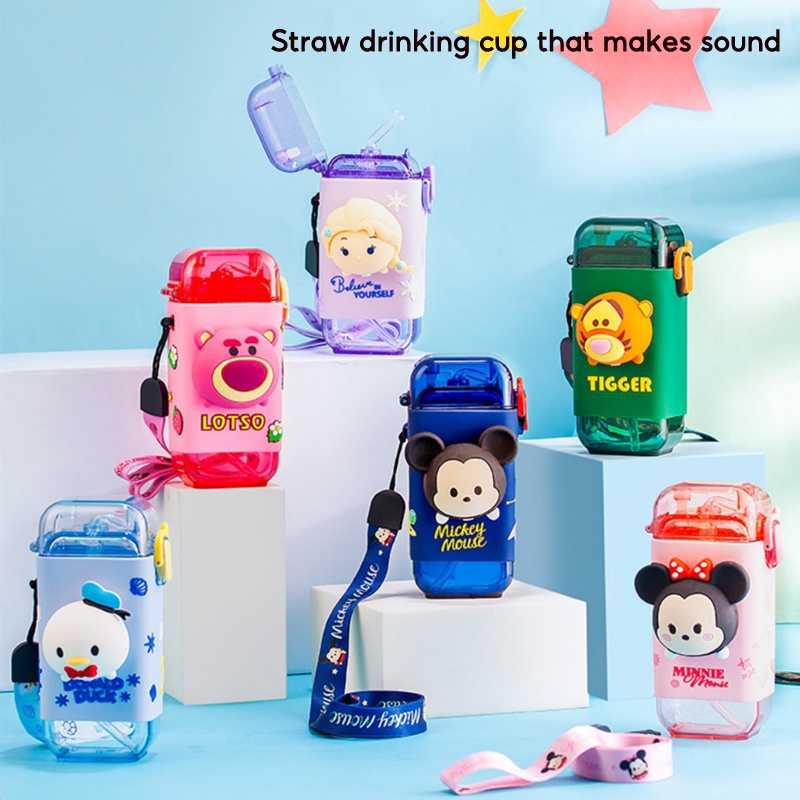 Disney/ LOTSO BEAR Bình Nước Silicon Hình Vuông In Hình Hoạt Hình 3D Dễ Thương