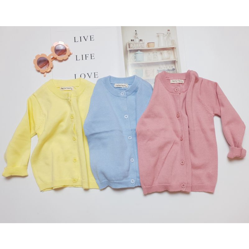 Áo khoác cho bé gái, áo len Cardigan chất mỏng nhẹ size nhí