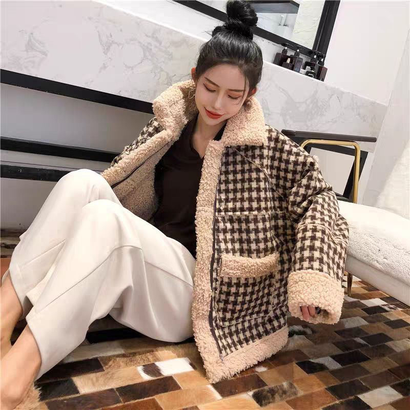 [ Order ] Áo khoác dạ hoạ tiết caro vintage lót lông cừu ( ảnh thật cuối )