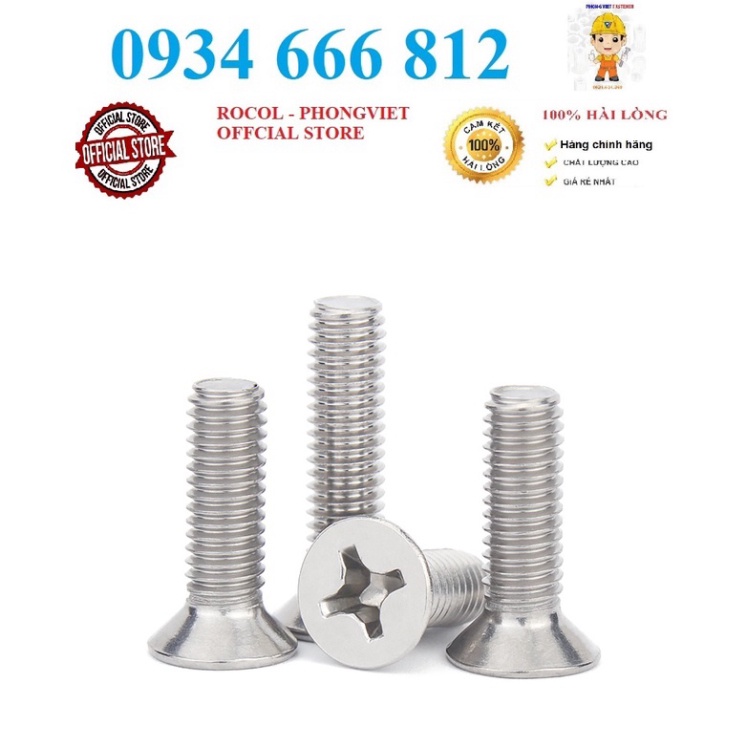 Set 50 cái M2 vít pake đầu bằng thân bulong inox304 M2