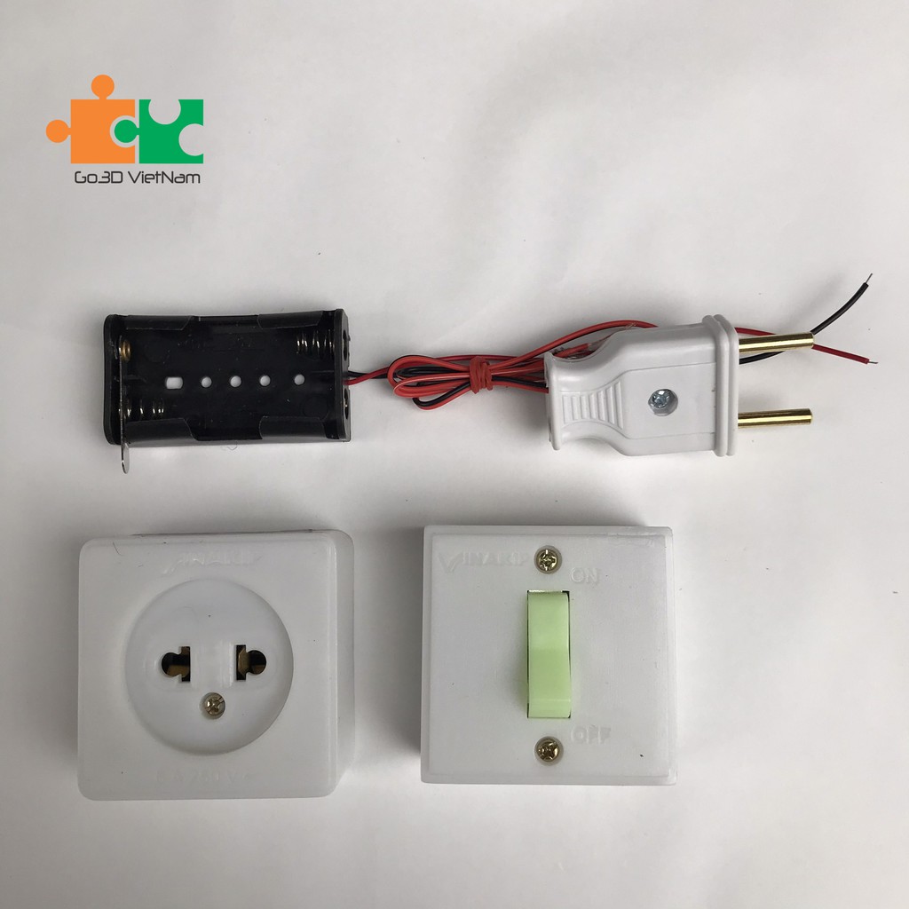 Phụ kiện làm bảng busy board- Trọn bộ đèn led - Đế pin - Công tắc- Ổ cắm