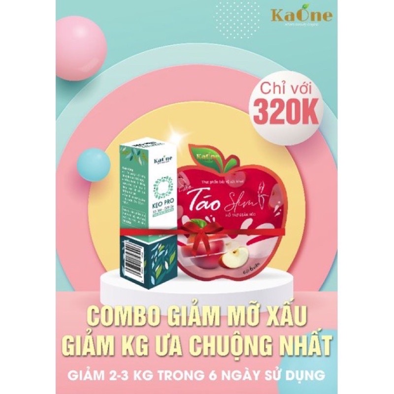 Kẹo táo giảm cân Kaone + Kẹo Pro xổ mỡ vành ruột dành cho người bị lờn, cơ địa khó giảm (Combo 2 món)
