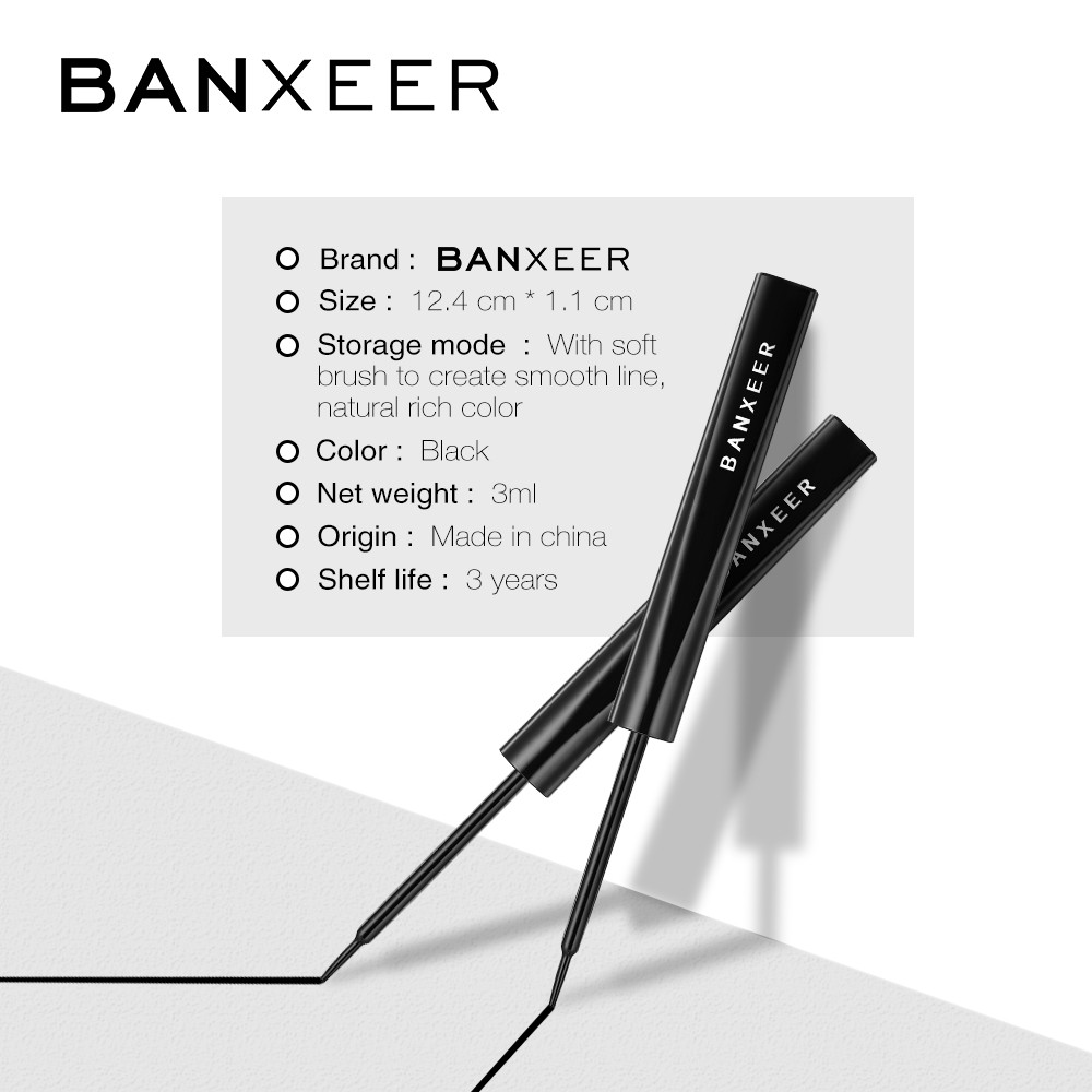 Bút Kẻ Mắt BANXEER Dạng Lỏng Màu Đen Mờ Chống Nhòe Hiệu Quả 17g