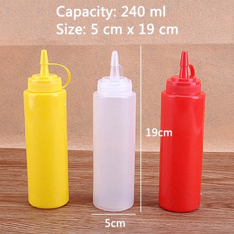 240/500ml Oil Ketchup Salad Storage Container/ Kitchen Empty Plastic Squeeze Bottle/ Condiment Dispenser with Twist Cap