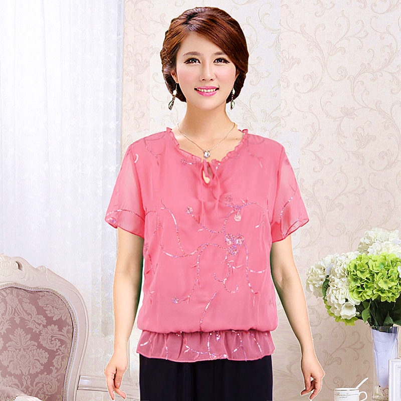 Áo Sơ Mi Chiffon Dáng Ôm Thời Trang Dành Cho Phụ Nữ Trung Niên 40-50 Tuổi