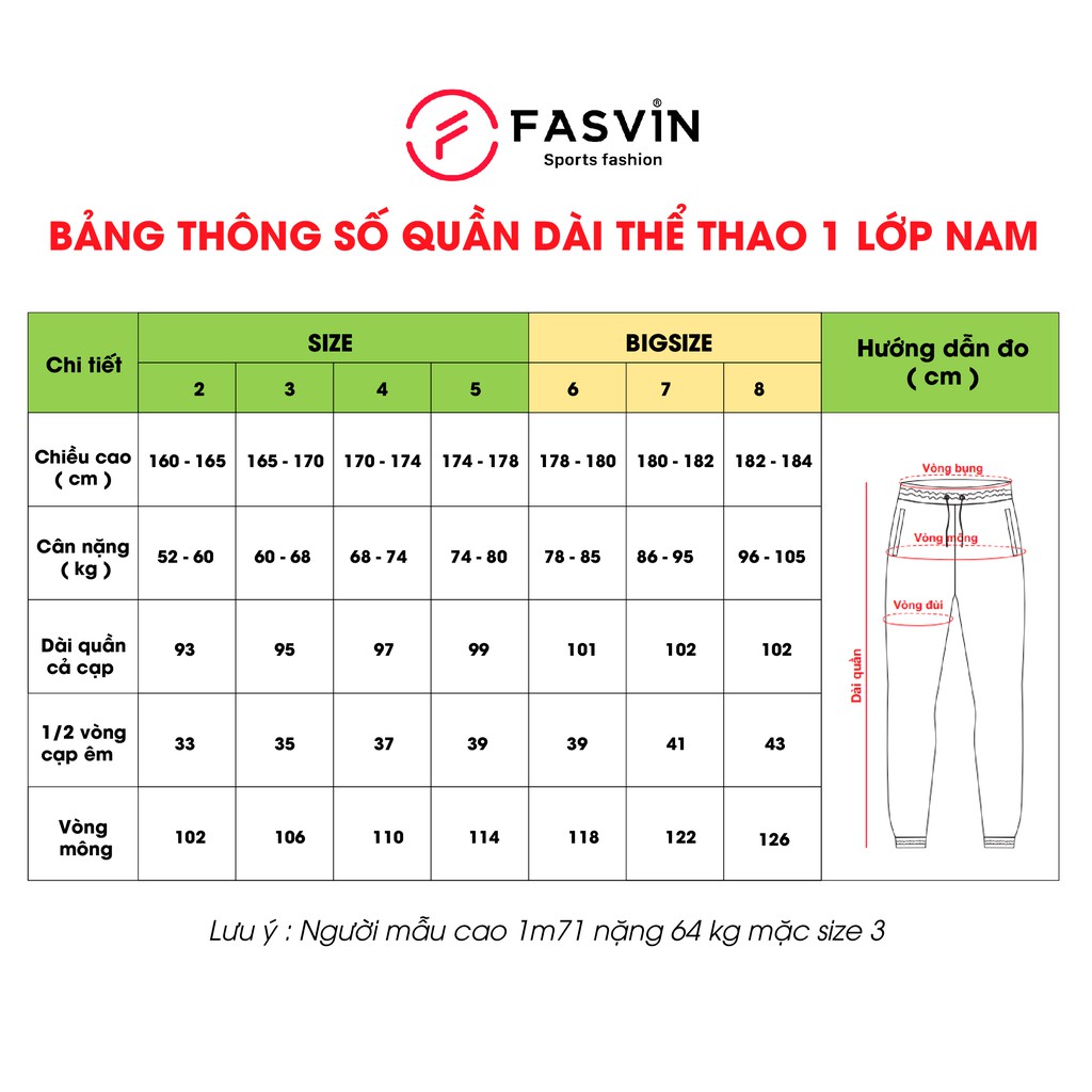 Quần thể thao nam Fasvin DC20424.HN gấu bo vải gió chun 01 lớp thể thao cao cấp. | BigBuy360 - bigbuy360.vn