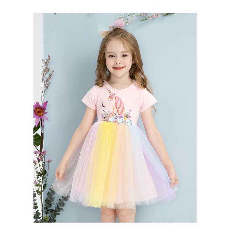 Đầm Cotton Phối Ren Họa Tiết Kỳ Lân Phong Cách Cổ Điển Thời Trang Halloween Cho Bé Gái