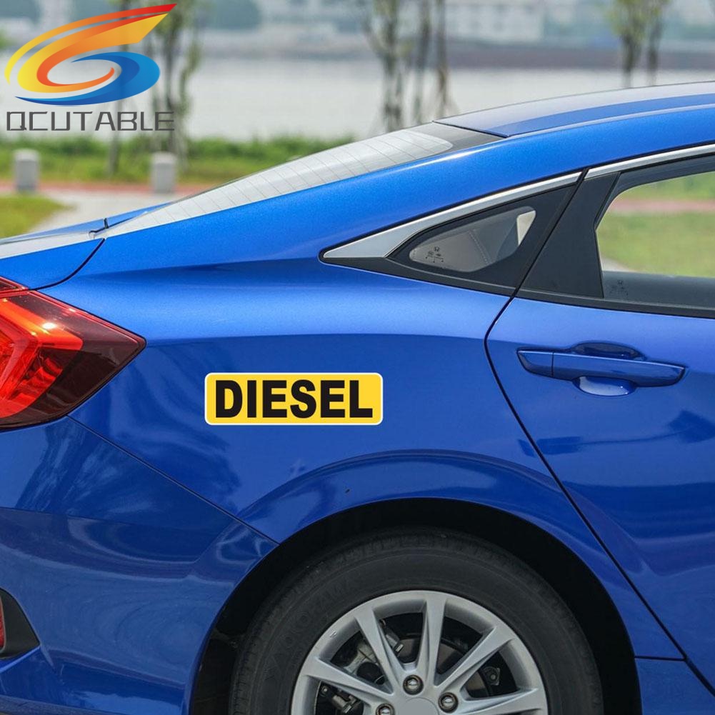Set 2 miếng dán trang trí xe hơi phản quang họa tiết nhắc nhở chữ DIESEL